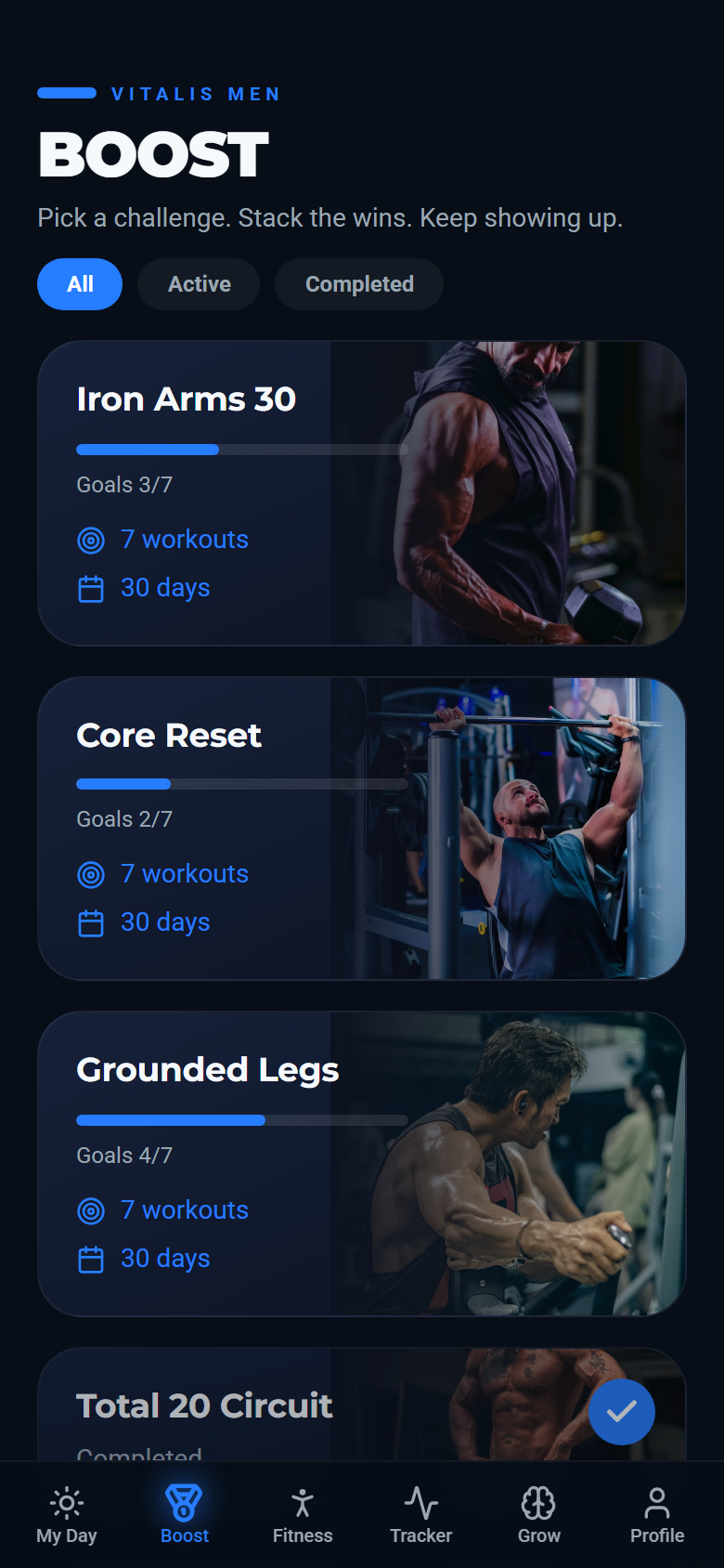 Boost challenges screen